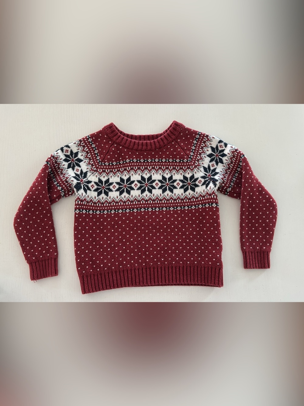 Boys Red Fair Isle Crewneck Sweater